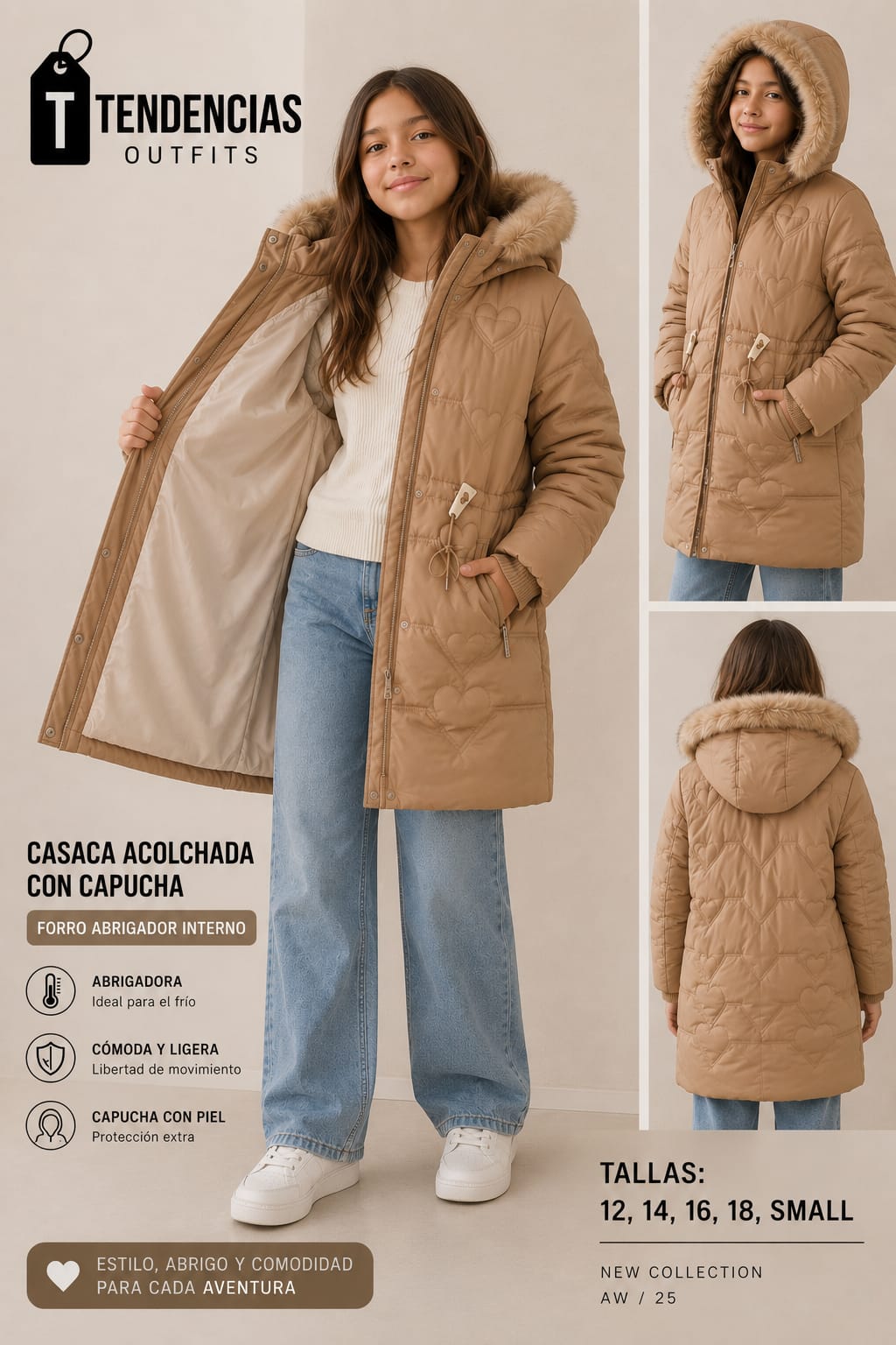 Casaca acolchada largo (PRONTO)