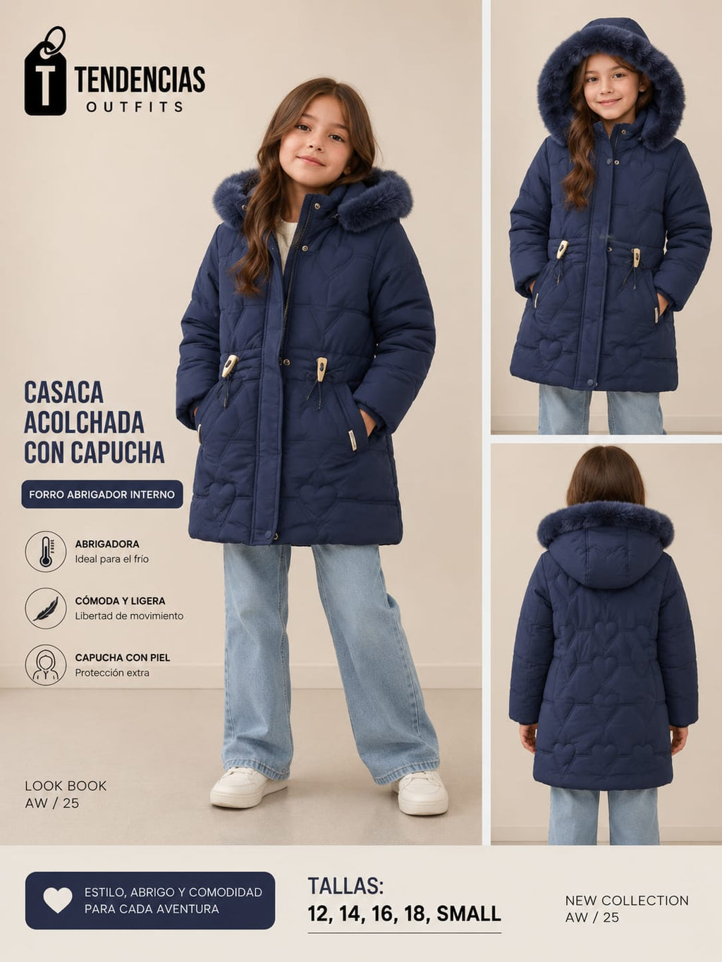 Casaca acolchada largo (PRONTO)