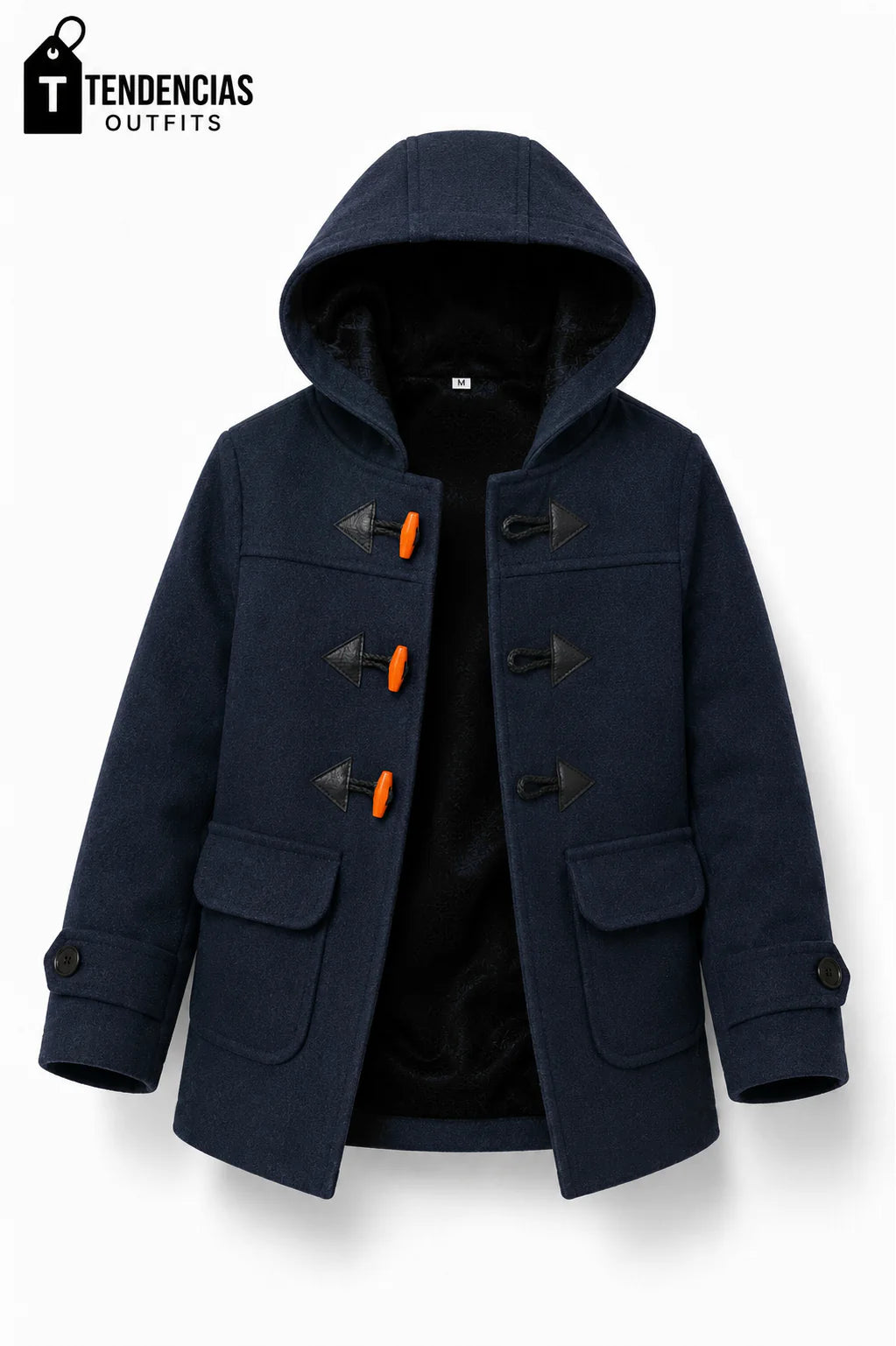 Abrigo duffle de paño con capucha