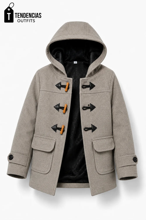 Abrigo duffle de paño con capucha