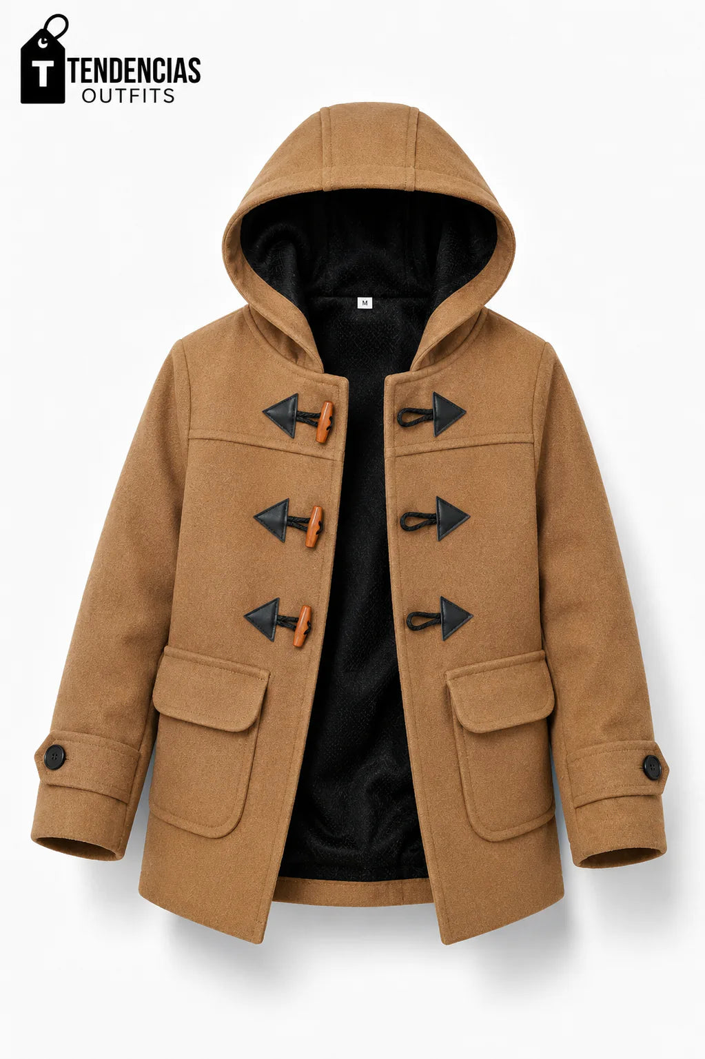 Abrigo duffle de paño con capucha