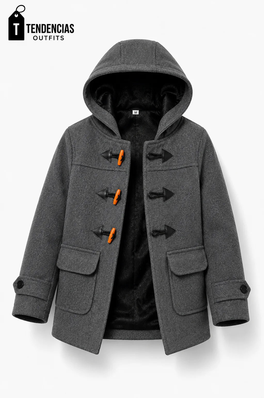 Abrigo duffle de paño con capucha