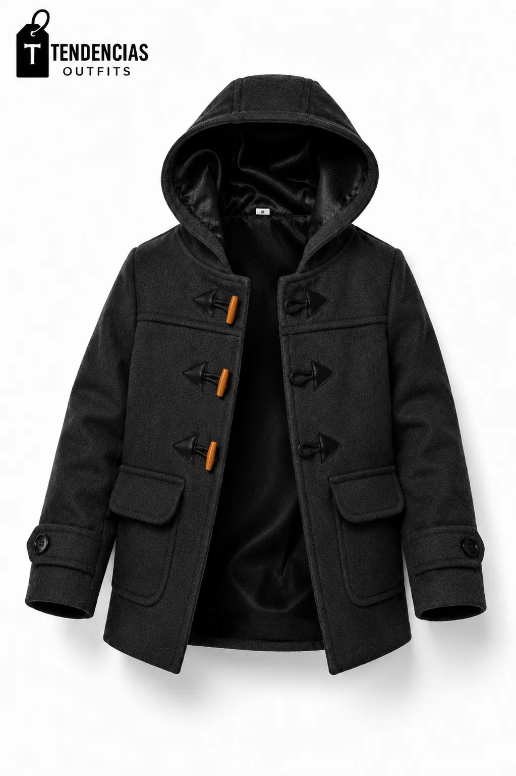 Abrigo duffle de paño con capucha