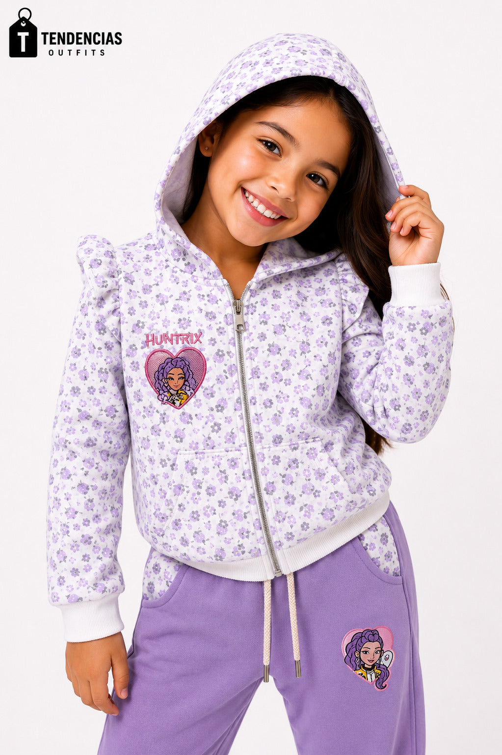 Conjunto Buzo Huntrx Floral Lila