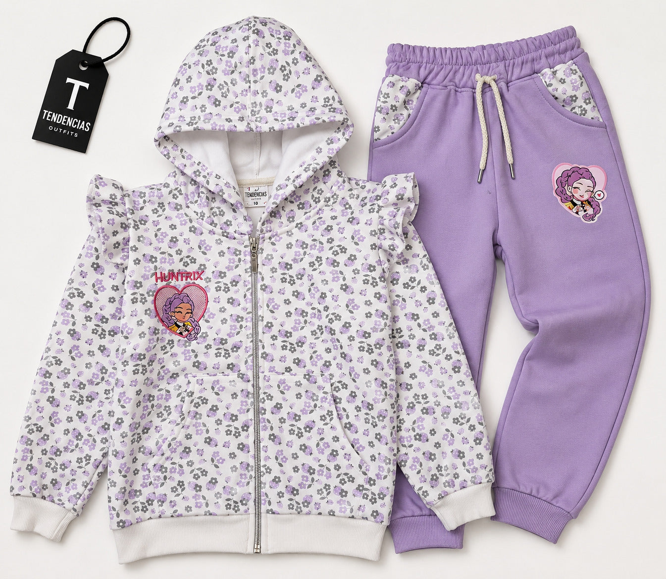 Conjunto Buzo Huntrx Floral Lila