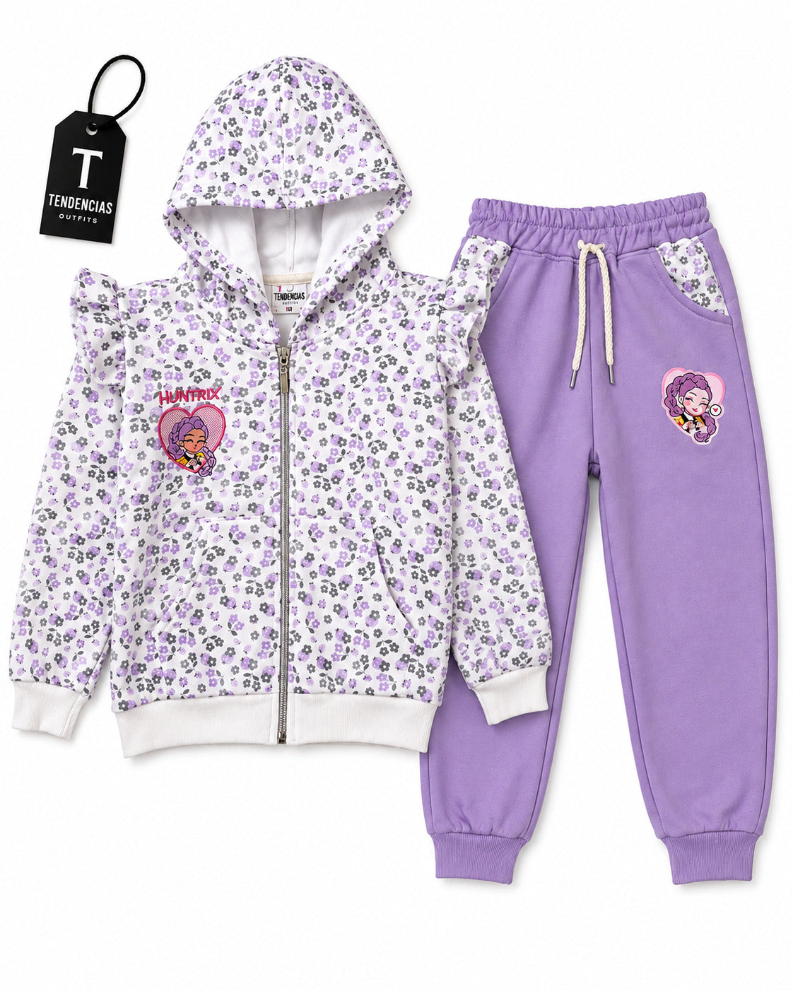 Conjunto Buzo Huntrx Floral Lila