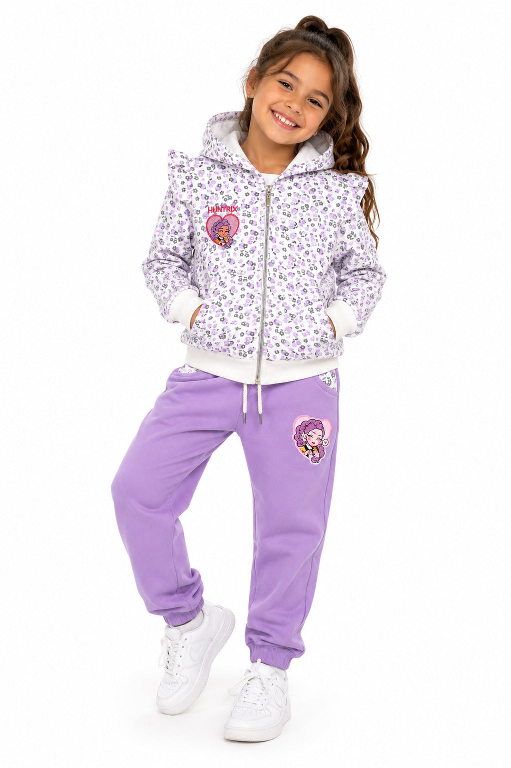 Conjunto Buzo Huntrx Floral Lila