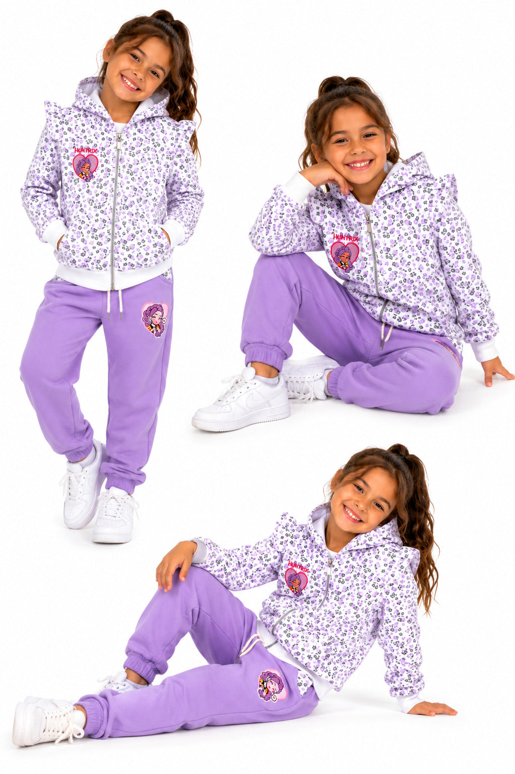 Conjunto Buzo Huntrx Floral Lila