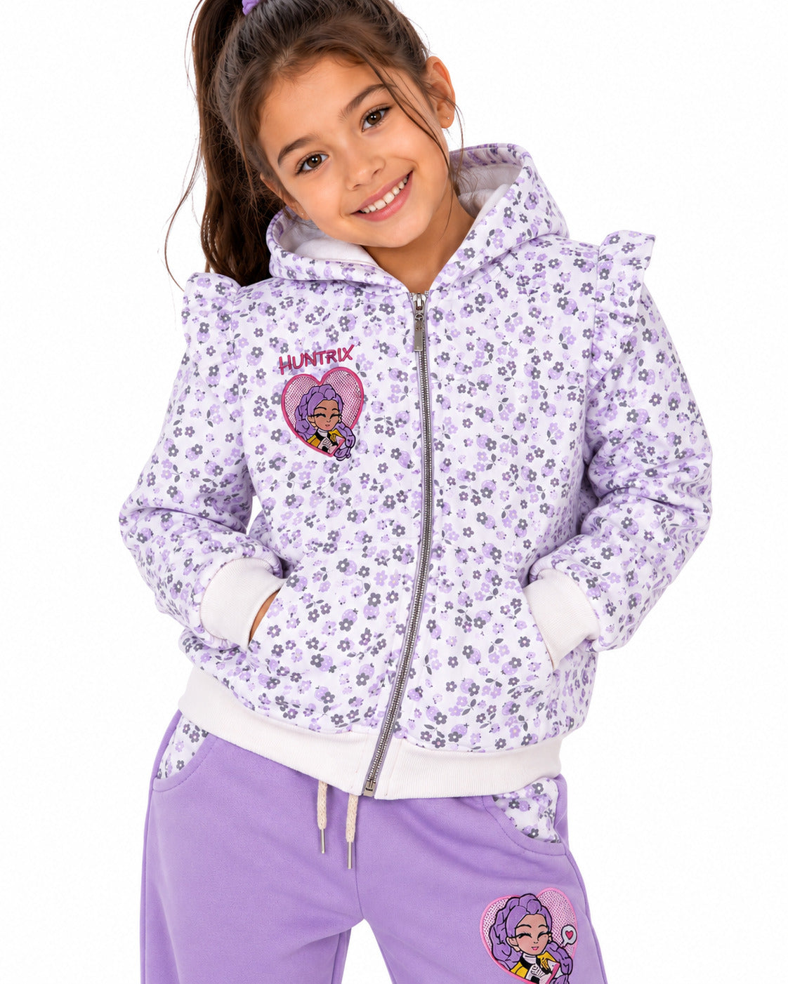 Conjunto Buzo Huntrx Floral Lila