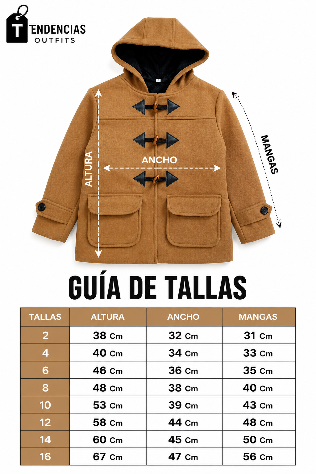 Abrigo Paño Camel con Capucha