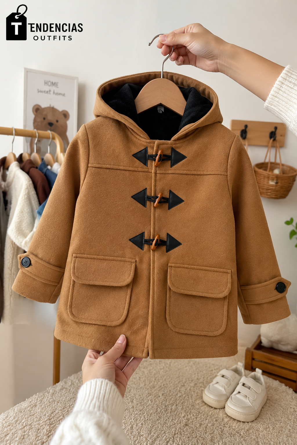 Abrigo Paño Camel con Capucha