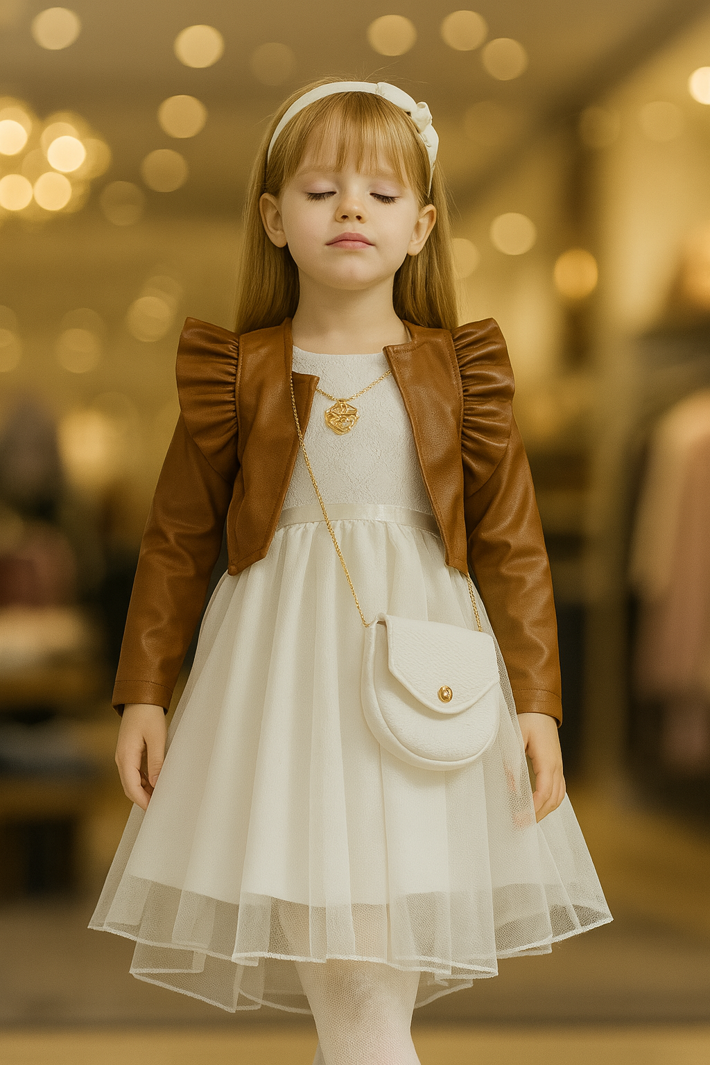 Vestido tul + chaqueta cuerina para niña (PRONTO)