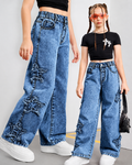Pantalon jeans estrella palazo niña (PRONTO)